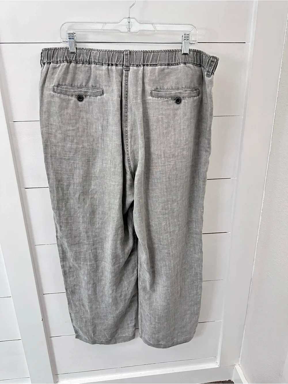 Tommy Bahama Relax XL grey 100% linen sip elastic waist loose fit coastal pant